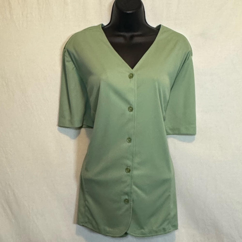 G-182 Blair‎ NWOT PLUS SIZE 2X Green Short Sleeve Button Down Blouse